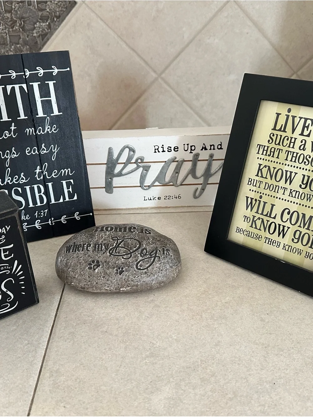 Faith-Inspired Wall Decor Set in Black, White, and Gray ( 5 pieces)